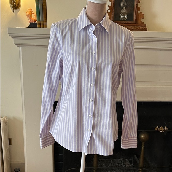 Brooks Brothers Tops - Brooks Brothers Lavender and White Striped Fitted Shirt